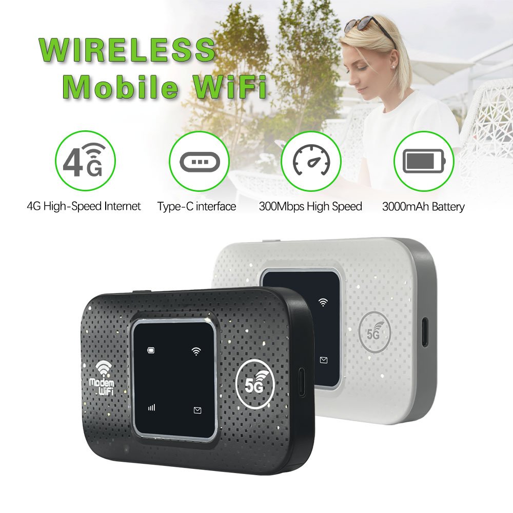 Hot Sale OEM LTE LED 300Mbps 4g router with sim card pocket router 3000mAh Type-C Cat4 pocket wifi 4g router